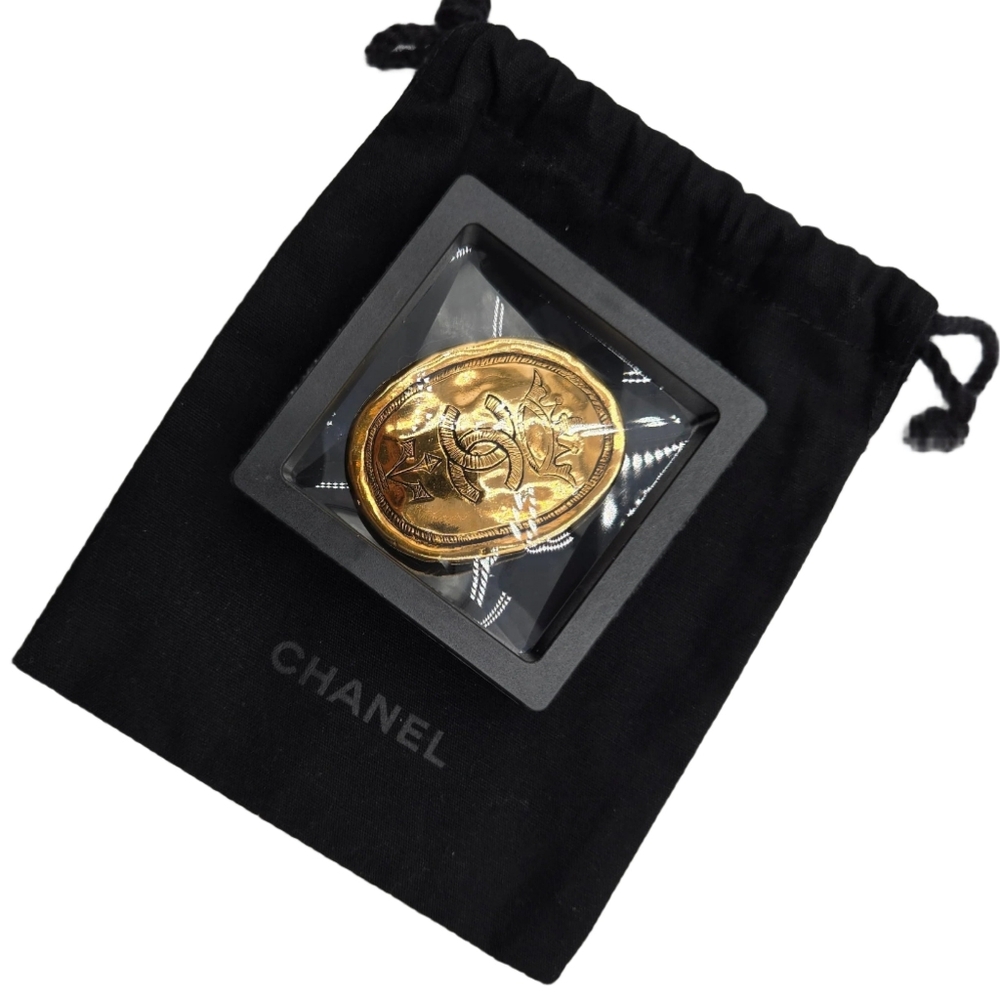 #15 Chanel Brooch Coco Mark Oval GP Plated Gold  - Picture 5 of 15